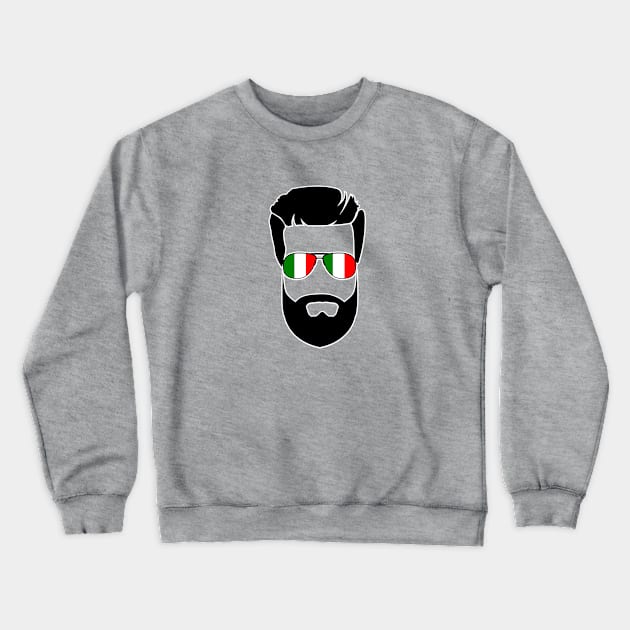 Italy Flag Beard Crewneck Sweatshirt by TrickyGraphics